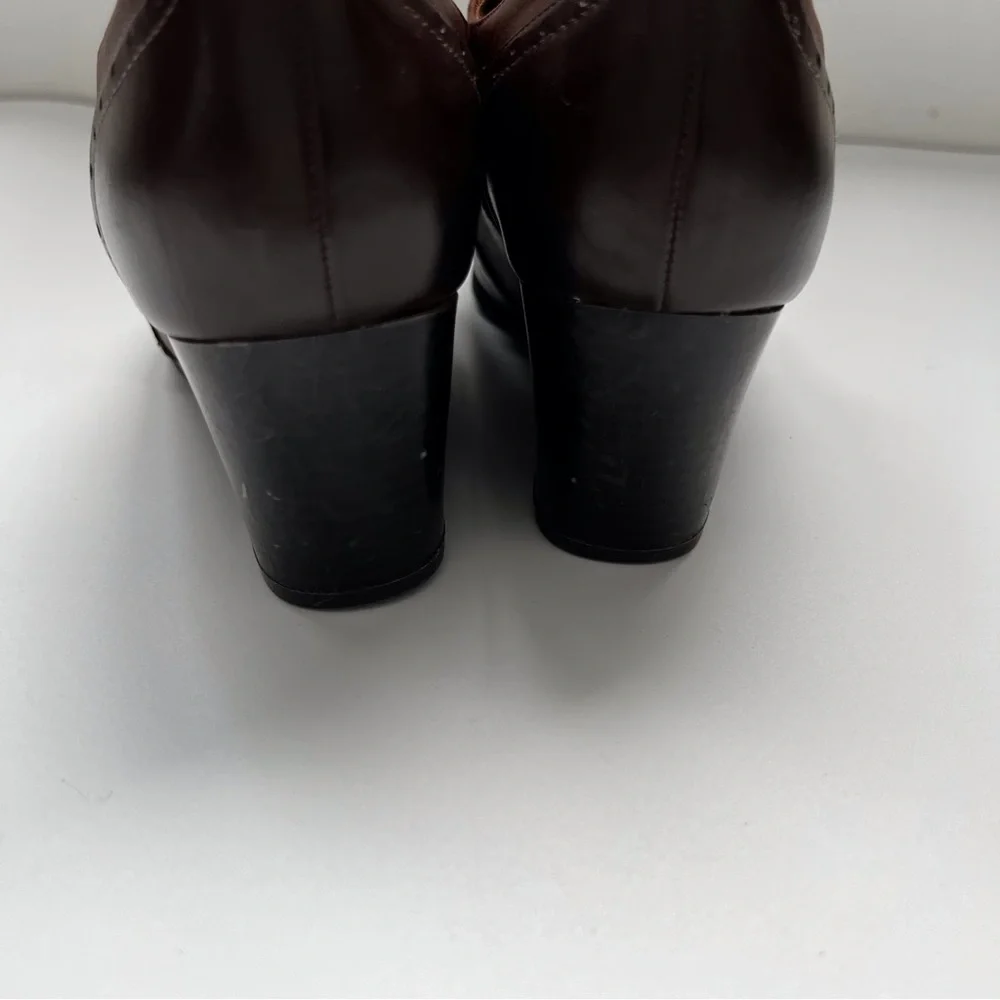 Naturalizer Safara Brown Heel Oxford Lace Up Loafer Bootie Academia Women’s 8 - Picture 6 of 12